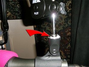 Shims of paper towels in mic clip threads to make a tight fit.